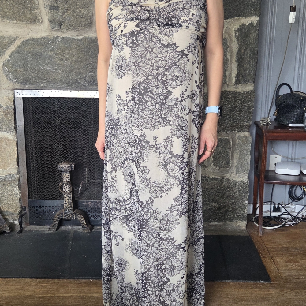 Fire Los Angeles Black and Cream Floral Maxi Dress